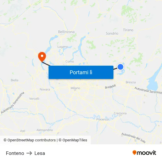 Fonteno to Lesa map