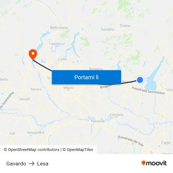 Gavardo to Lesa map