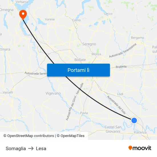 Somaglia to Lesa map