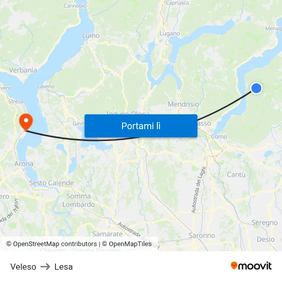 Veleso to Lesa map
