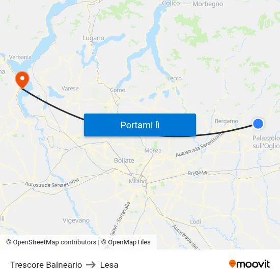 Trescore Balneario to Lesa map