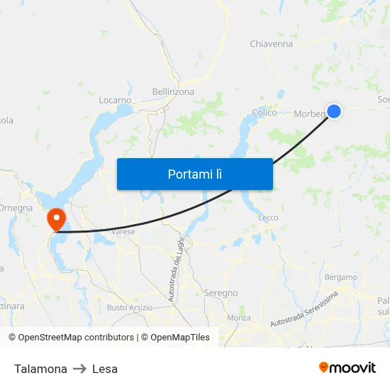 Talamona to Lesa map