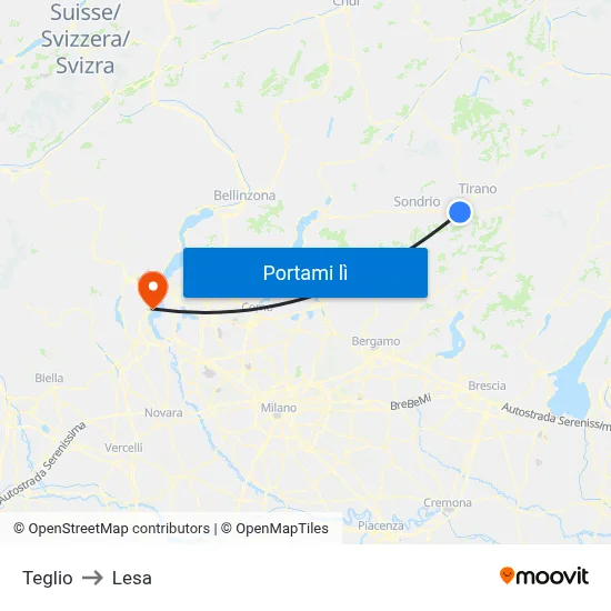 Teglio to Lesa map