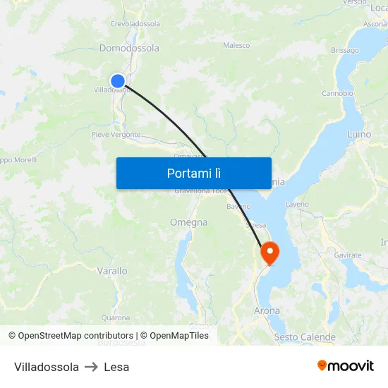 Villadossola to Lesa map