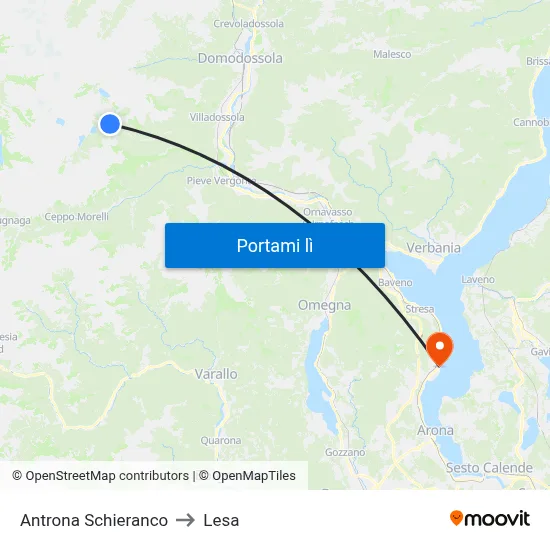 Antrona Schieranco to Lesa map