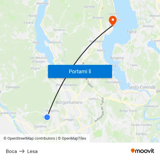 Boca to Lesa map