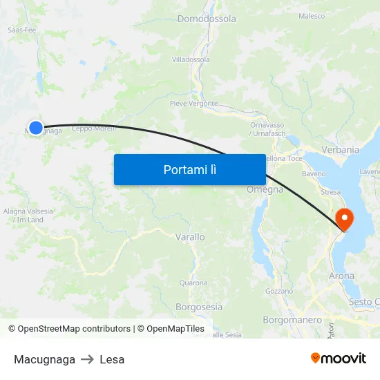 Macugnaga to Lesa map