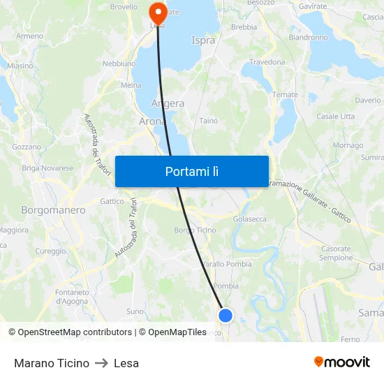 Marano Ticino to Lesa map