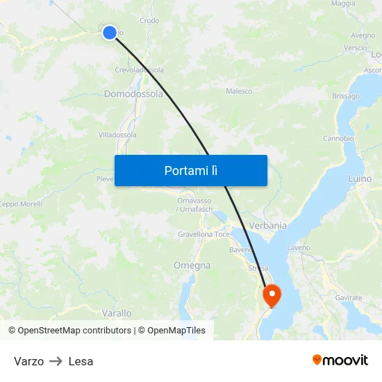 Varzo to Lesa map