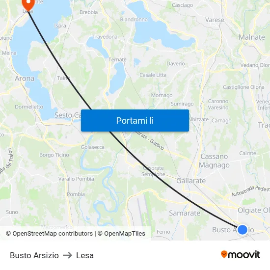 Busto Arsizio to Lesa map