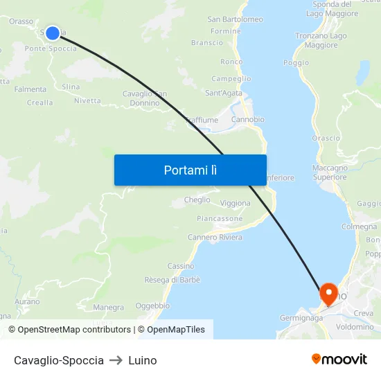 Cavaglio-Spoccia to Luino map