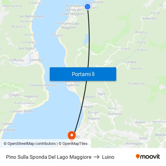 Pino Sulla Sponda Del Lago Maggiore to Luino map