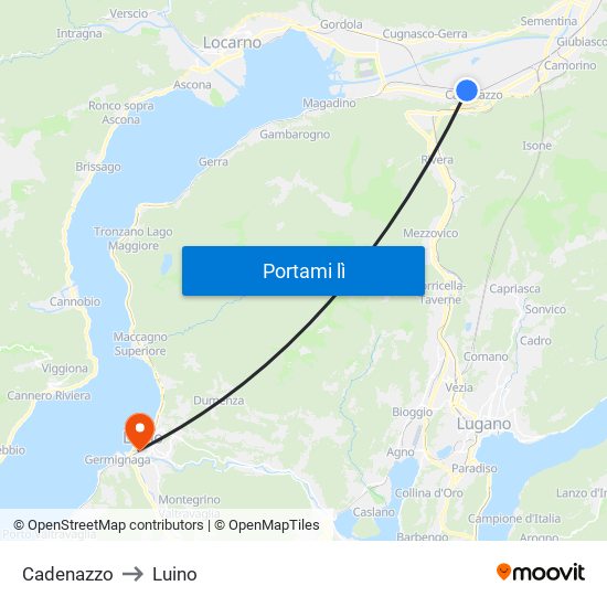 Cadenazzo to Luino map