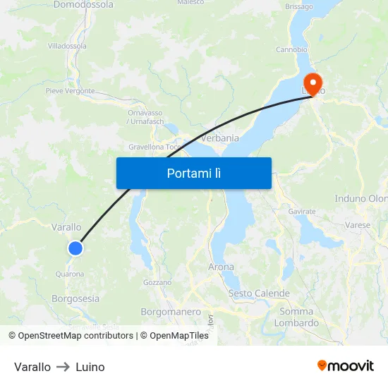 Varallo to Luino map