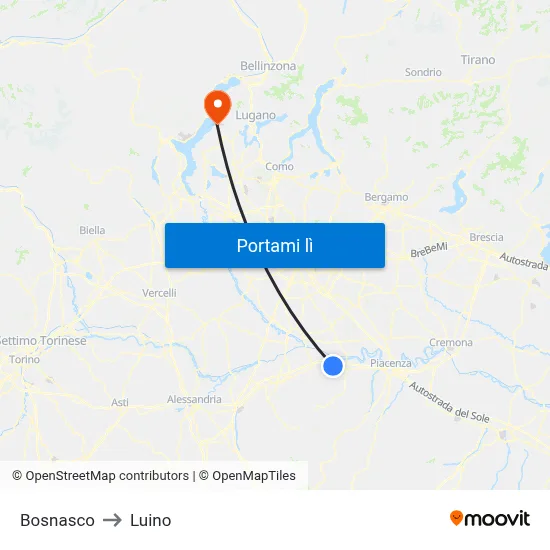 Bosnasco to Luino map