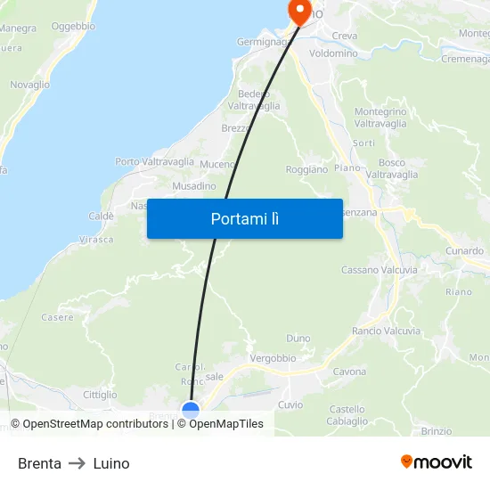 Brenta to Luino map