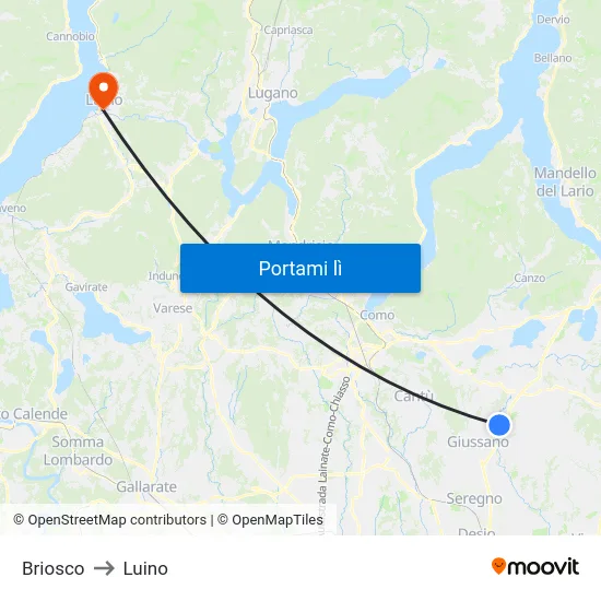 Briosco to Luino map