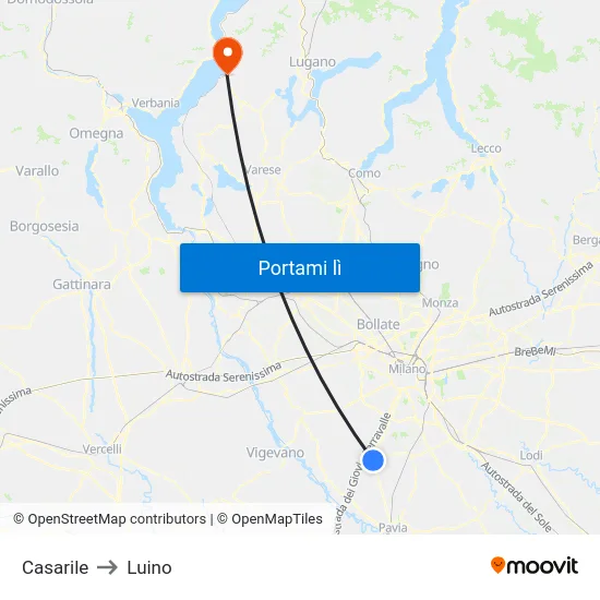 Casarile to Luino map