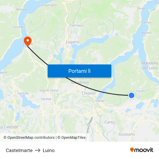 Castelmarte to Luino map