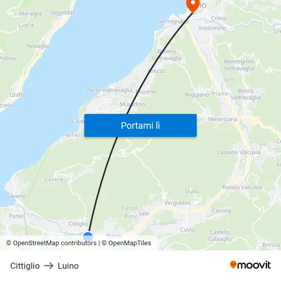 Cittiglio to Luino map