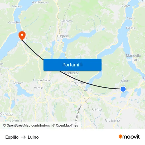 Eupilio to Luino map