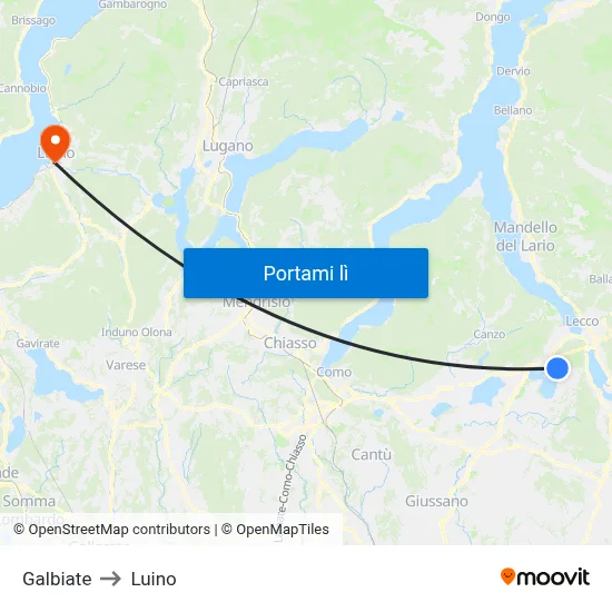 Galbiate to Luino map