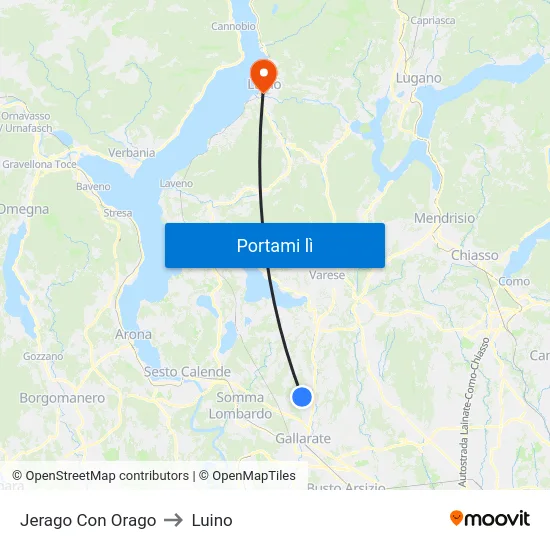 Jerago Con Orago to Luino map