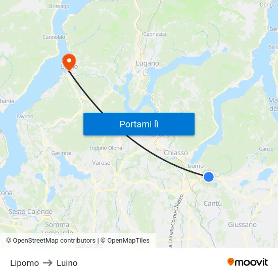 Lipomo to Luino map