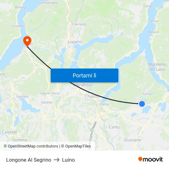 Longone Al Segrino to Luino map