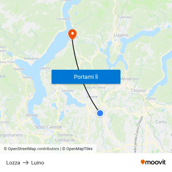 Lozza to Luino map