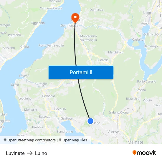 Luvinate to Luino map