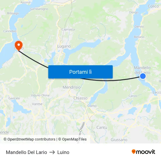 Mandello Del Lario to Luino map