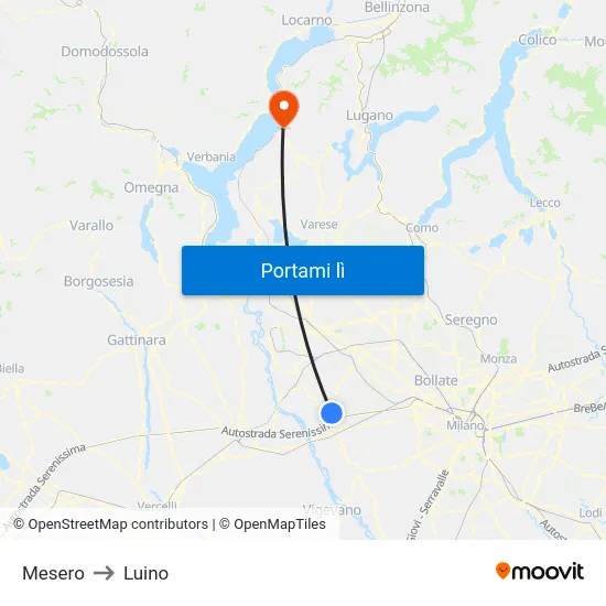 Mesero to Luino map