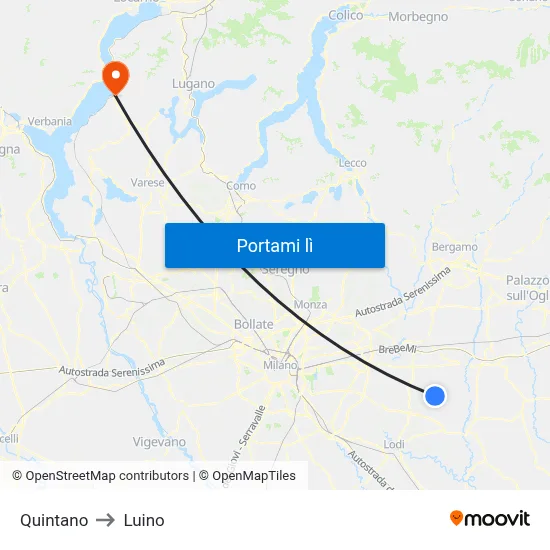 Quintano to Luino map