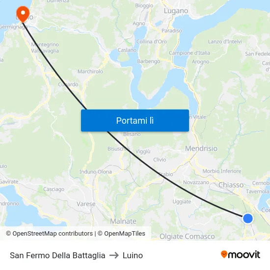 San Fermo Della Battaglia to Luino map