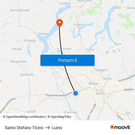Santo Stefano Ticino to Luino map