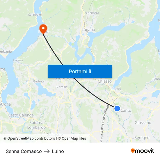 Senna Comasco to Luino map