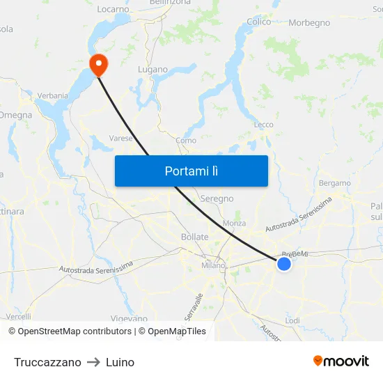 Truccazzano to Luino map