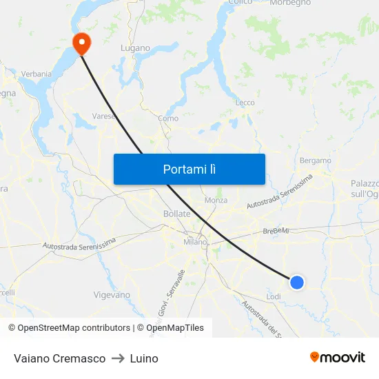 Vaiano Cremasco to Luino map