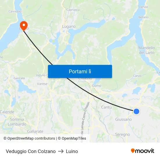 Veduggio Con Colzano to Luino map