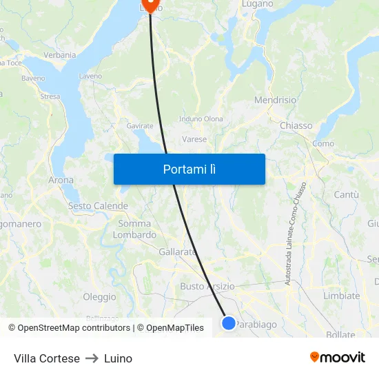 Villa Cortese to Luino map