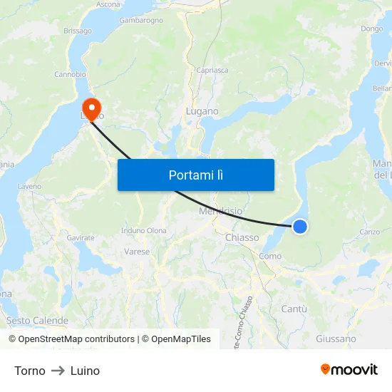 Torno to Luino map