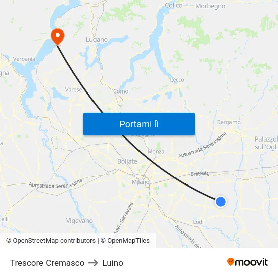 Trescore Cremasco to Luino map