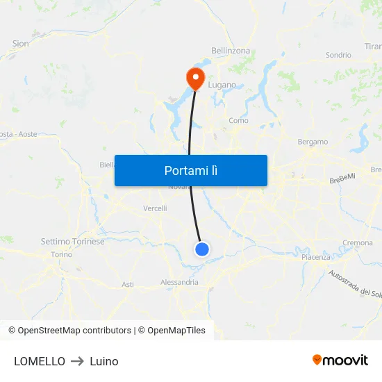 LOMELLO to Luino map