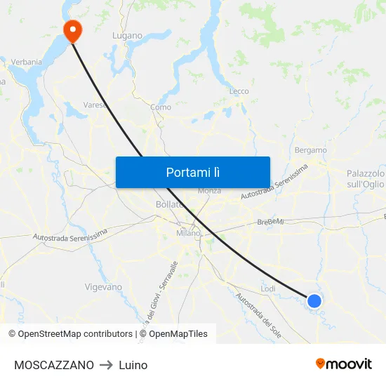 MOSCAZZANO to Luino map