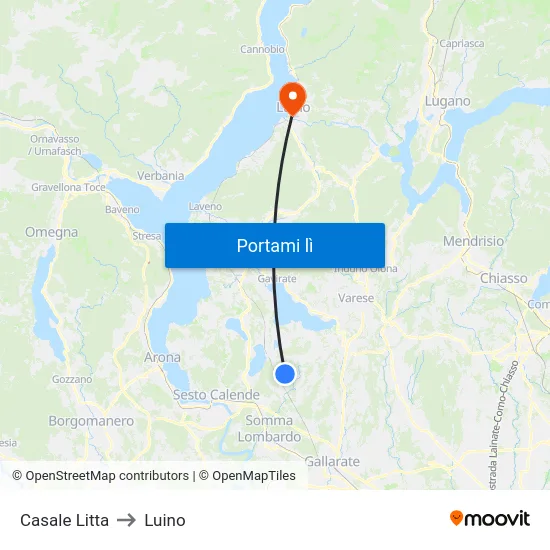 Casale Litta to Luino map