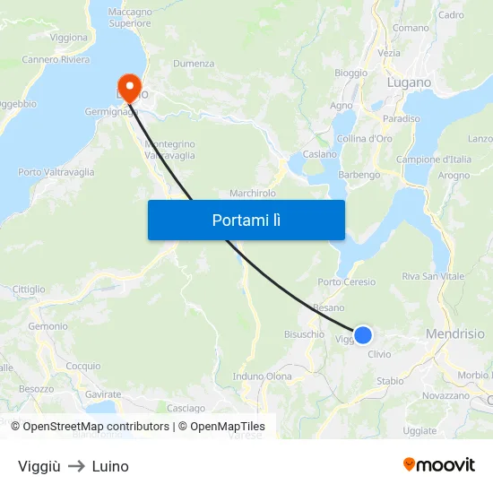 Viggiù to Luino map