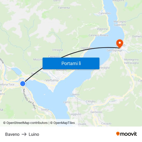 Baveno to Luino map