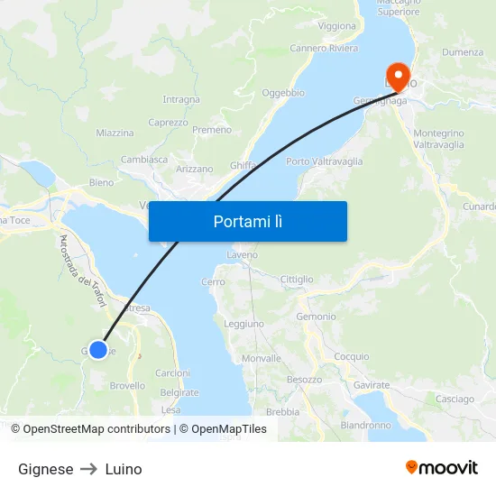 Gignese to Luino map