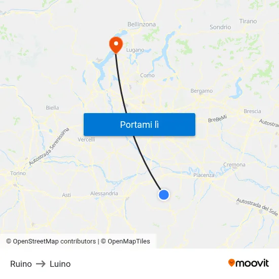 Ruino to Luino map